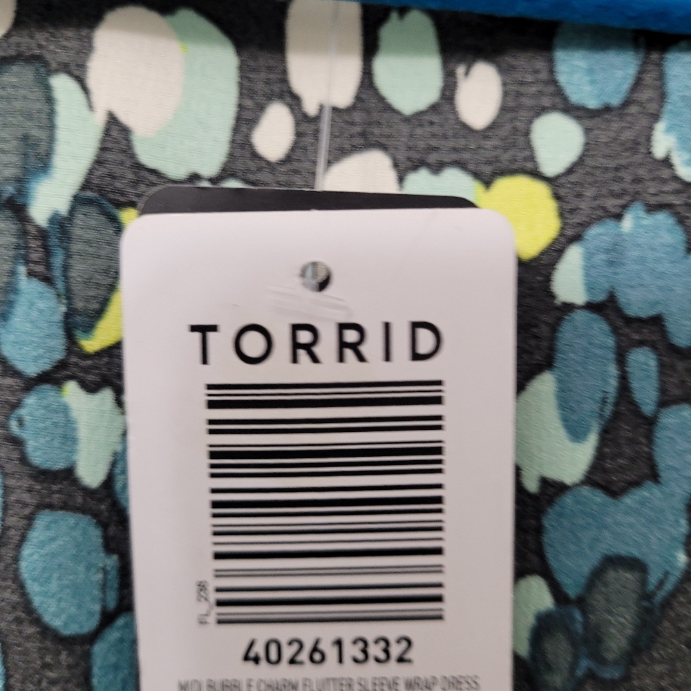 Torrid Midi Bubble Charm Flutter Sleeve Faux Wrap… - image 6